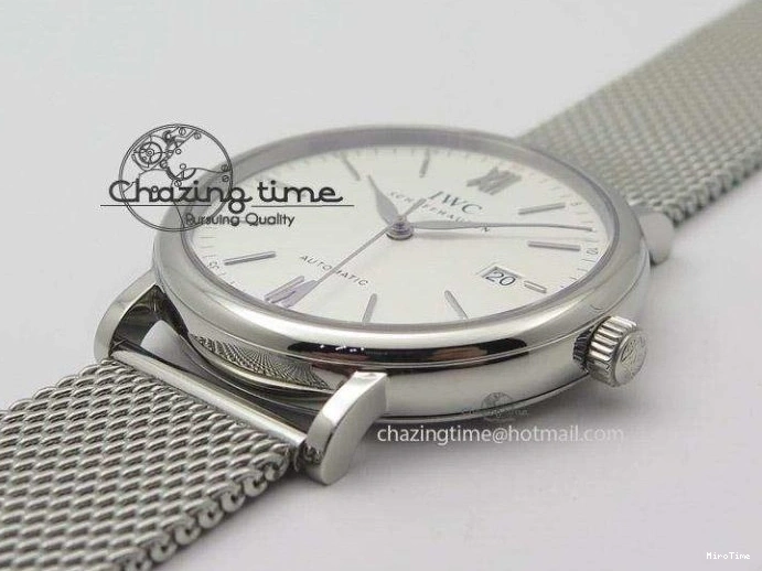 MIROTIME 0116 Portofino SCHAFFHAUSEN SS MKF 1:1 Best Edition White Dial On Mesh Bracelet A TravelReady 7341